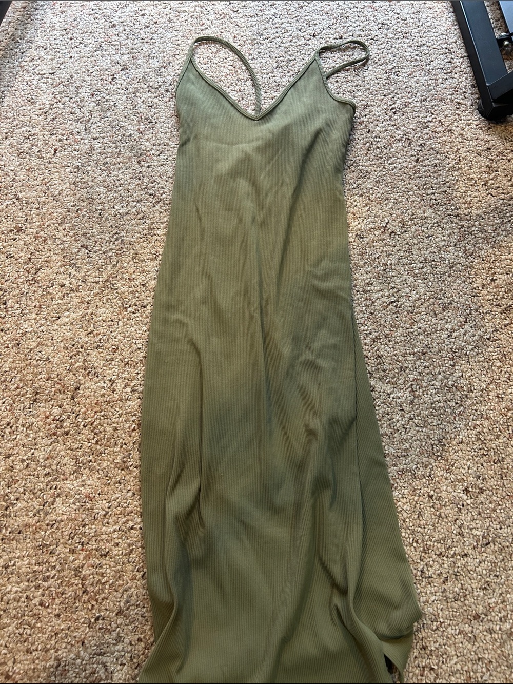 Abercrombie and Fitch Olive Green V-Neck Slip Dress - Women